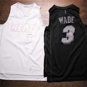 Reebok Dwayne Wade White Hot & Smoke Black Miami Heat Jersey Set